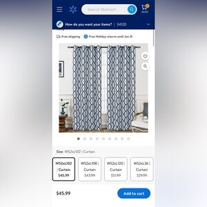Blue and White Geometric Curtains